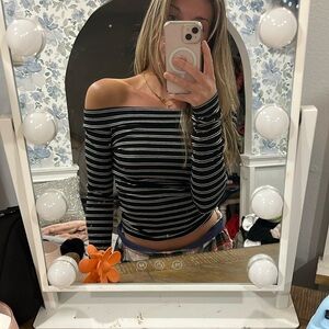 Aeropostale Black and White Off-the-Shoulder Top